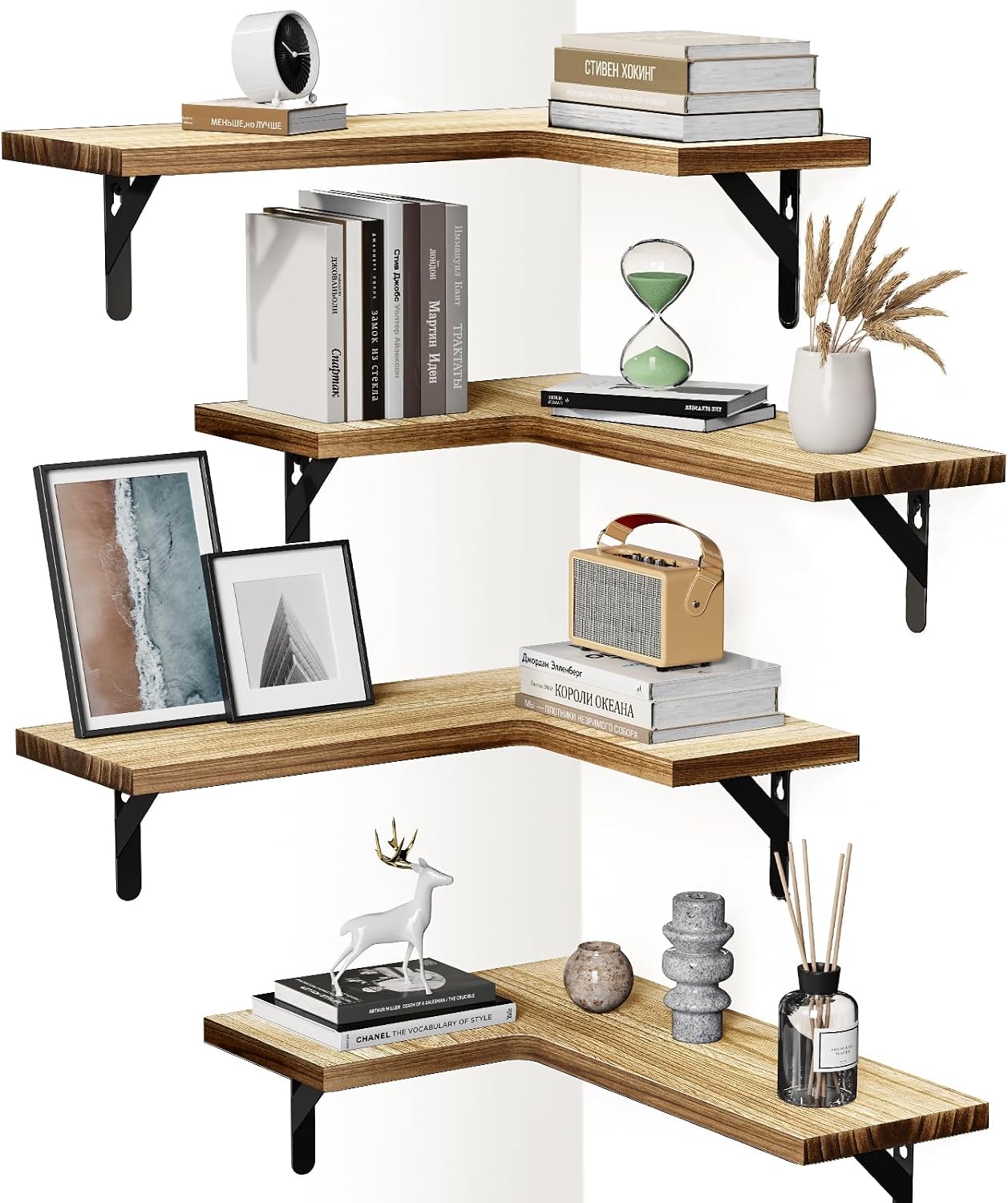 AMADA Corner Floating Shelves Review: Rustic 4-Pack Storage